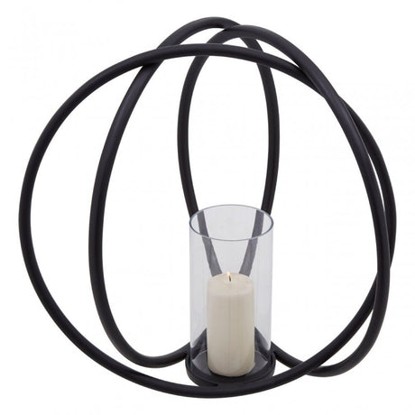 Aura Matte Black Large Candle Holder, Black
