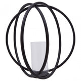 Aura Matte Black Large Candle Holder, Black