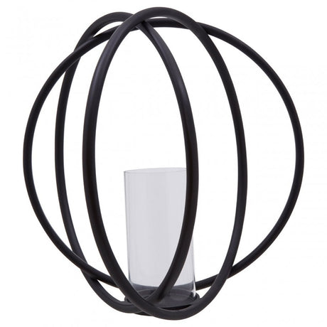 Aura Matte Black Large Candle Holder, Black