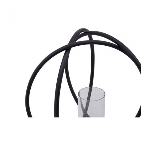 Aura Matte Black Large Candle Holder, Black