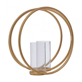 Aura Large Gold Double Candle Holder, Gold