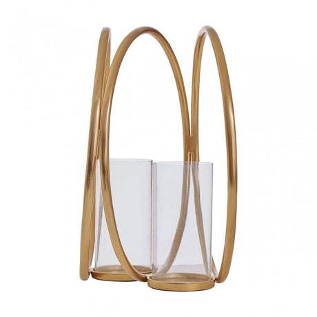 Aura Large Gold Double Candle Holder, Gold