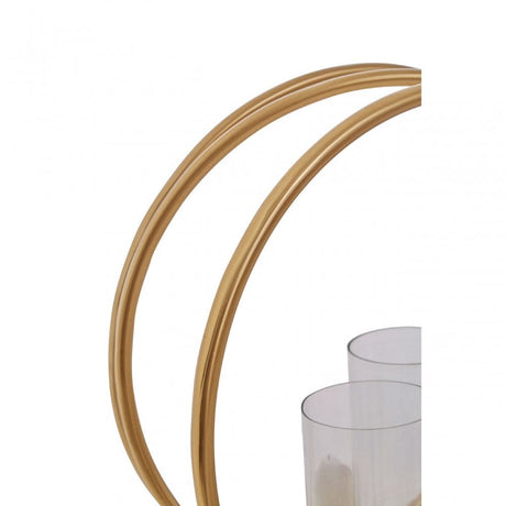 Aura Large Gold Double Candle Holder, Gold