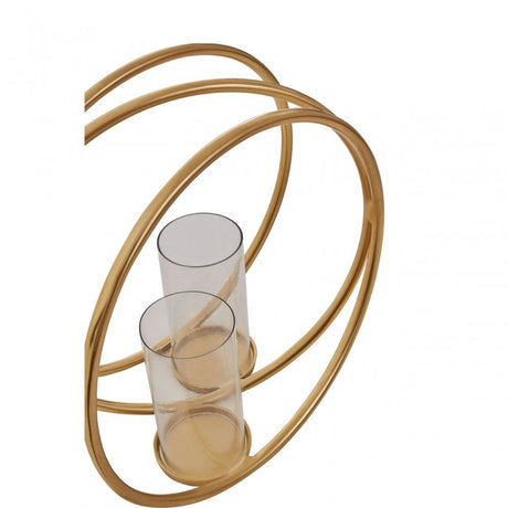 Aura Large Gold Double Candle Holder, Gold