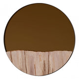 Relic Petrified Wood Tile Large Round Mirror, Gold