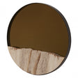 Relic Petrified Wood Tile Small Round Mirror, Gold
