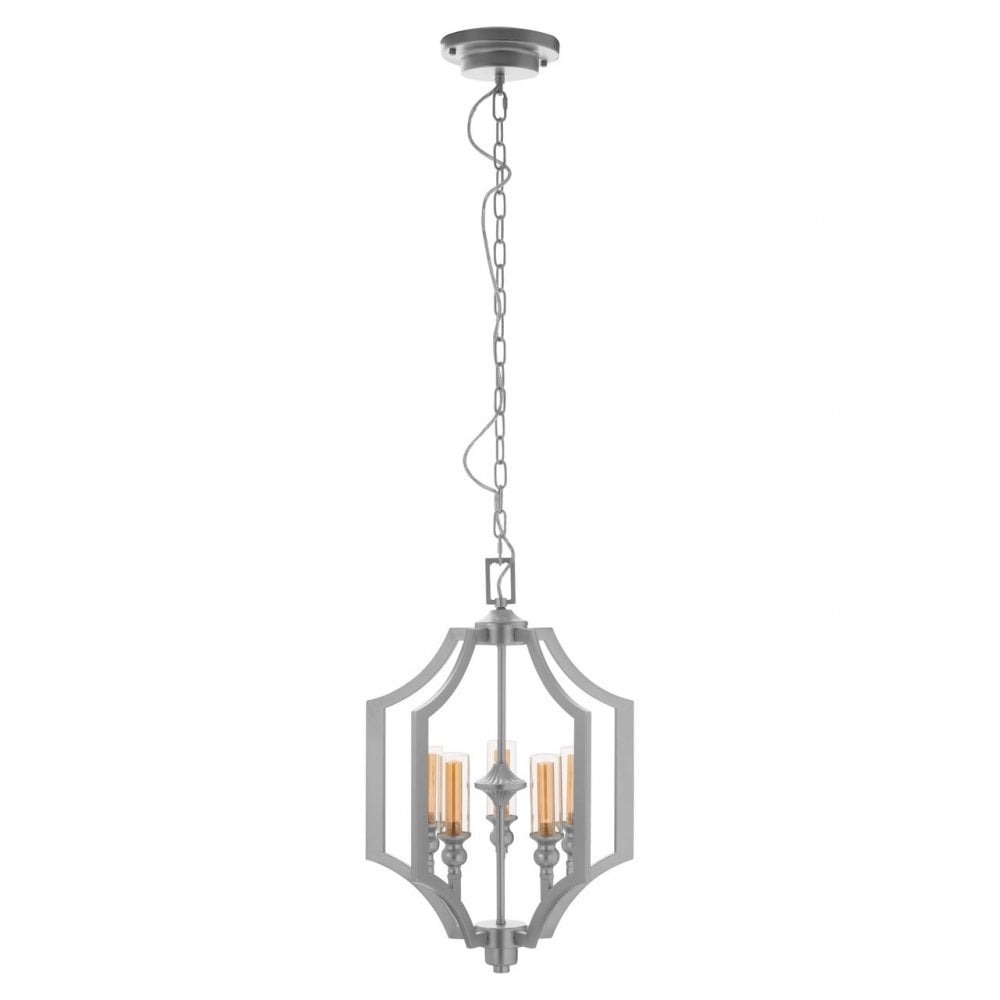Alka 5 Bulb Pendant Lamp, Silver