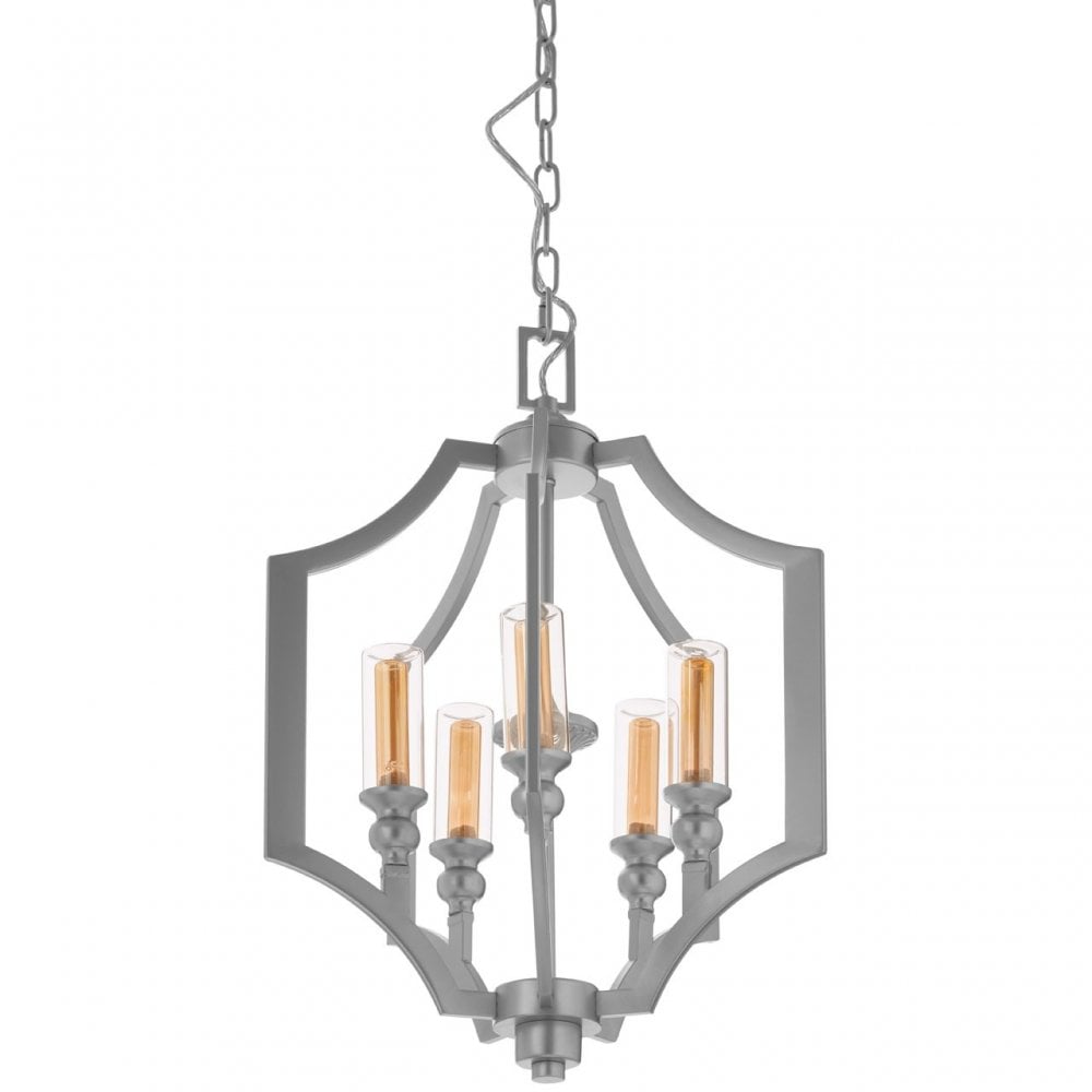 Alka 5 Bulb Pendant Lamp, Silver