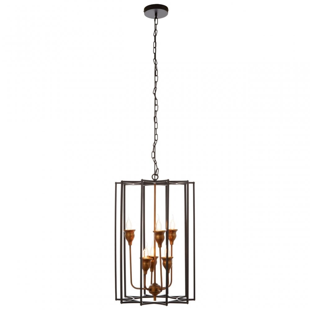 Allas 6 Bulb Pendant Lamp, Bronze