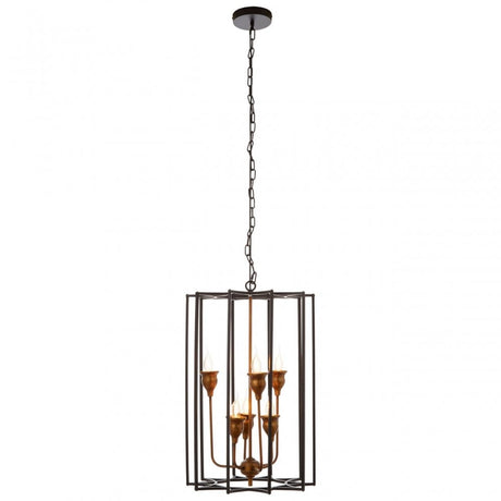 Allas 6 Bulb Pendant Lamp, Bronze