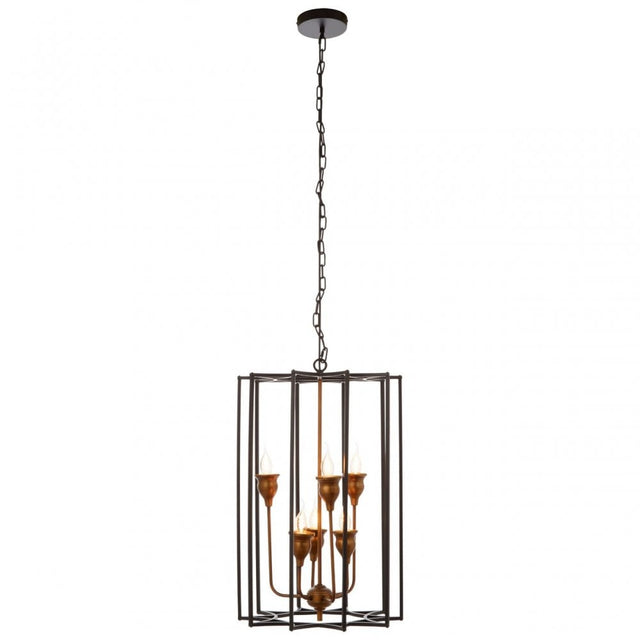 Allas 6 Bulb Pendant Lamp, Bronze