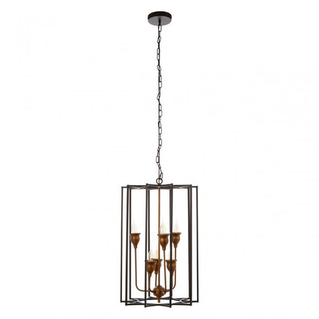 Allas 6 Bulb Pendant Lamp, Bronze