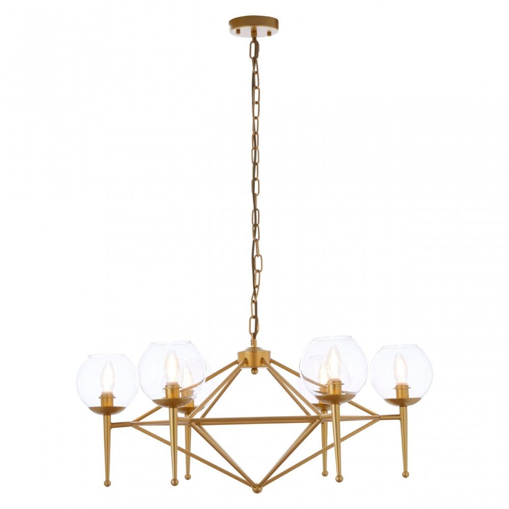 Abira 6 Bulb Geo Pendant Lamp, Gold