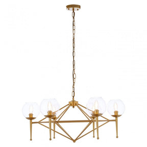 Abira 6 Bulb Geo Pendant Lamp, Gold