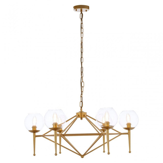 Abira 6 Bulb Geo Pendant Lamp, Gold
