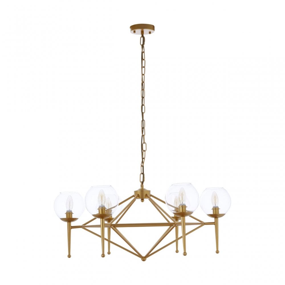 Abira 6 Bulb Geo Pendant Lamp, Gold