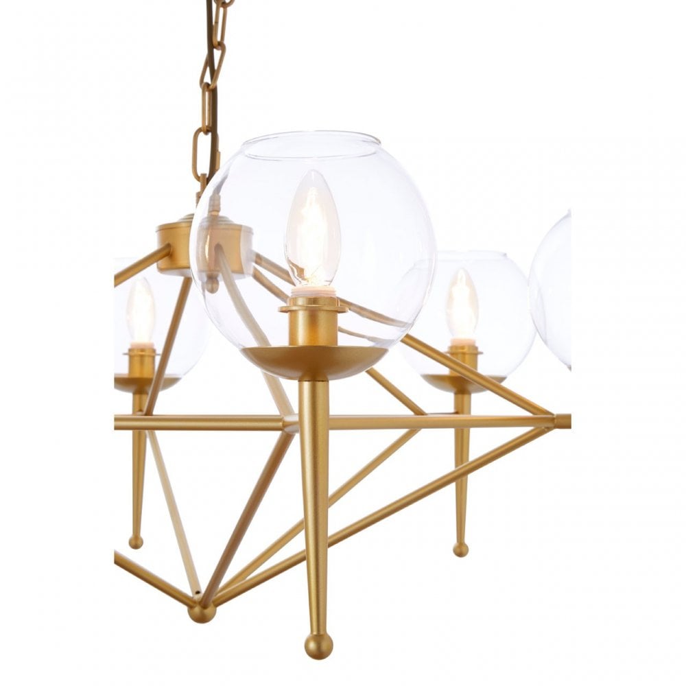 Abira 6 Bulb Geo Pendant Lamp, Gold