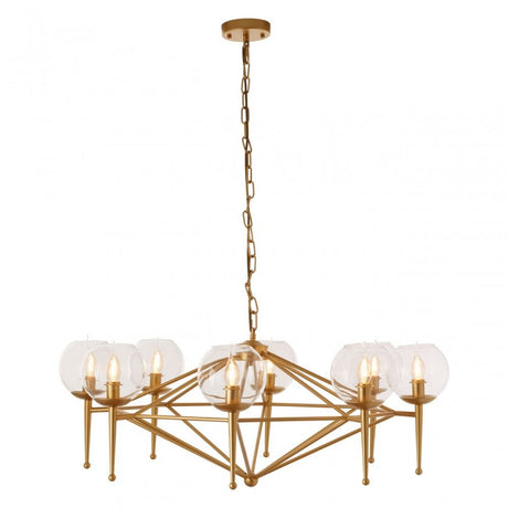 Abira 8 Bulb Geo Pendant Lamp, Gold