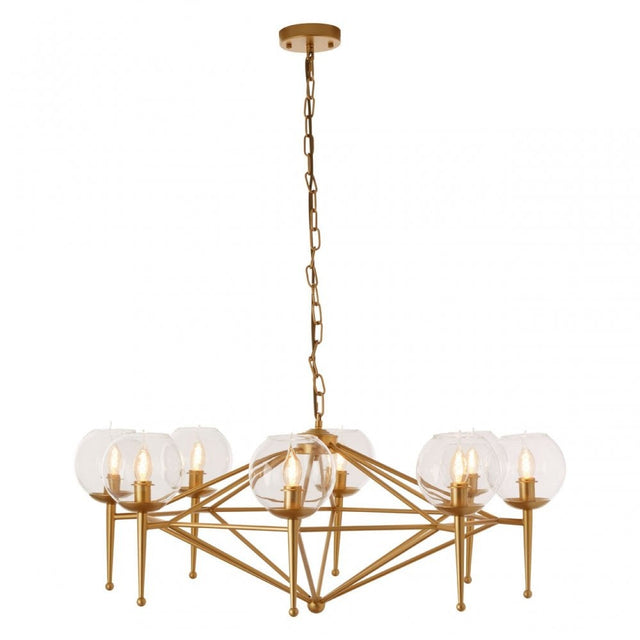Abira 8 Bulb Geo Pendant Lamp, Gold
