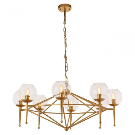 Abira 8 Bulb Geo Pendant Lamp, Gold