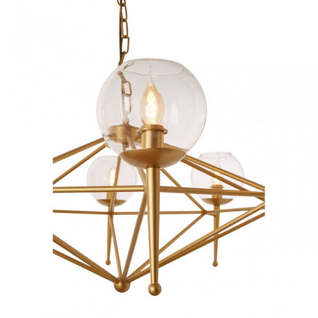 Abira 8 Bulb Geo Pendant Lamp, Gold