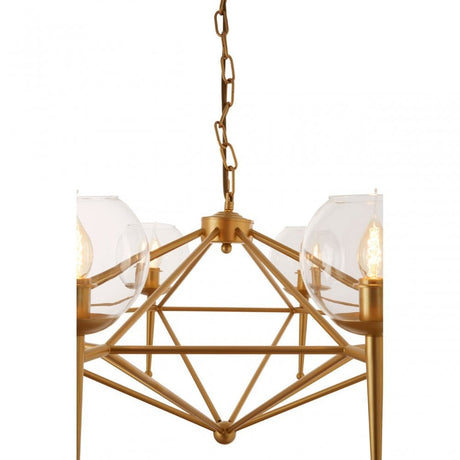 Abira 8 Bulb Geo Pendant Lamp, Gold