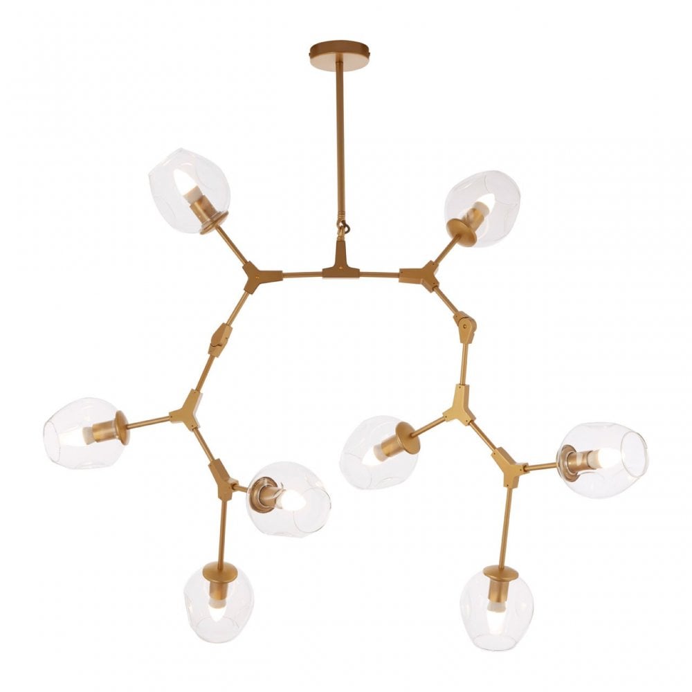 Abira 8 Bulb Gold Finish Pendant Lamp, Gold