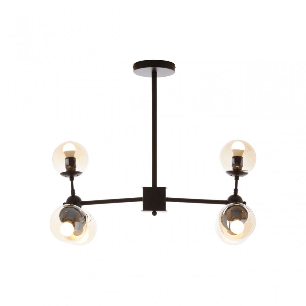 Abira 6 Bulb Matte Black Pendant Lamp, Black
