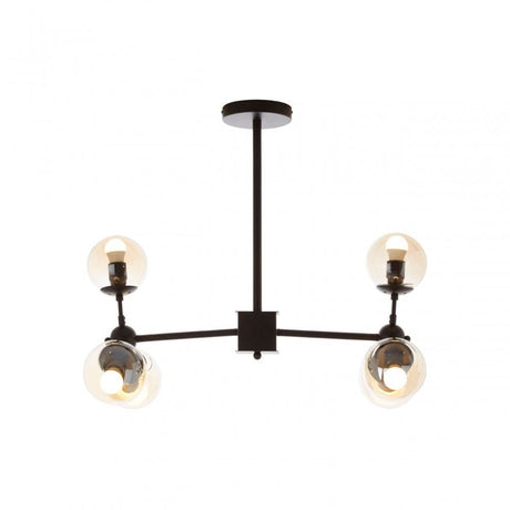 Abira 6 Bulb Matte Black Pendant Lamp, Black