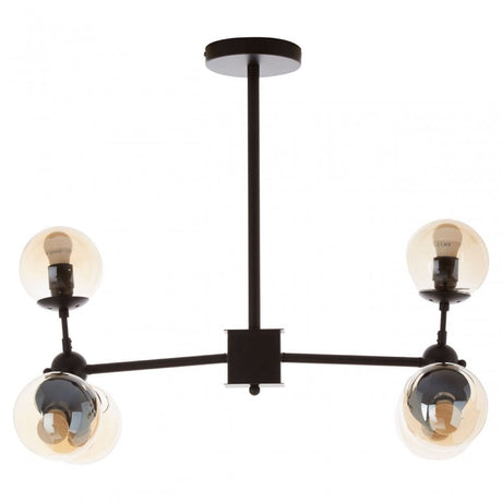 Abira 6 Bulb Matte Black Pendant Lamp, Black