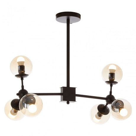 Abira 6 Bulb Matte Black Pendant Lamp, Black