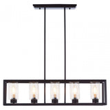 Aliko 5 Bulb Matte Black Pendant Lamp, Brown