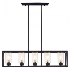 Aliko 5 Bulb Matte Black Pendant Lamp, Brown