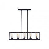 Aliko 5 Bulb Matte Black Pendant Lamp, Brown