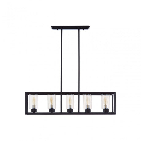 Aliko 5 Bulb Matte Black Pendant Lamp, Brown