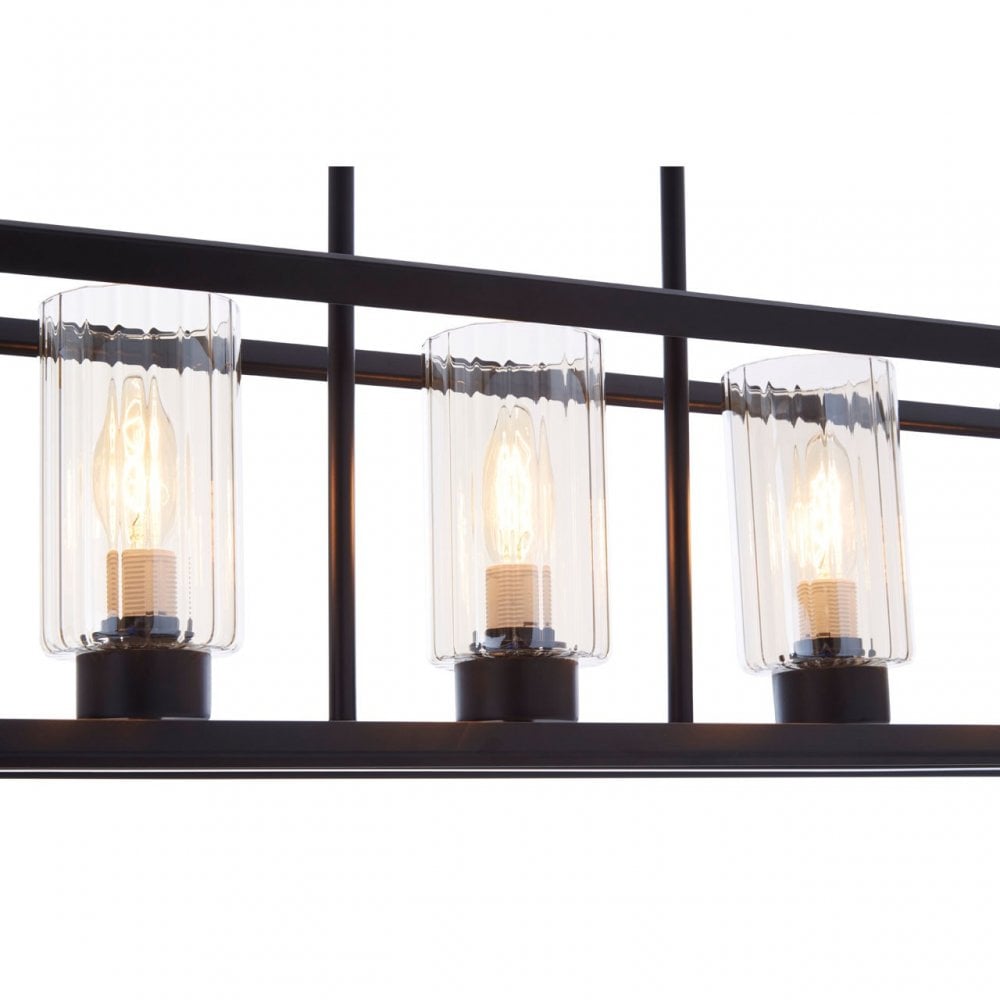 Aliko 5 Bulb Matte Black Pendant Lamp, Brown