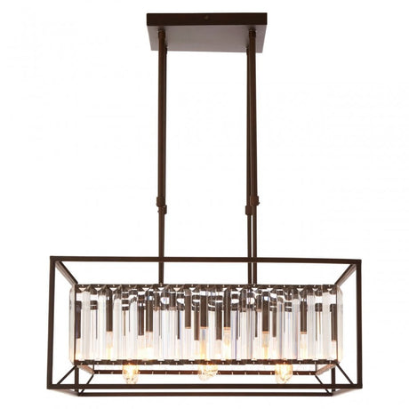 Akiko 6 Bulb Black Finish Pendant Lamp, Black
