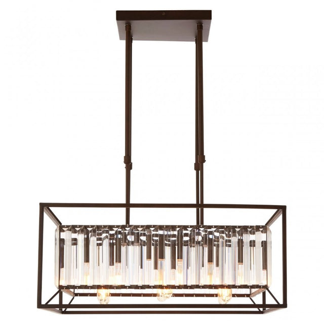 Akiko 6 Bulb Black Finish Pendant Lamp, Black