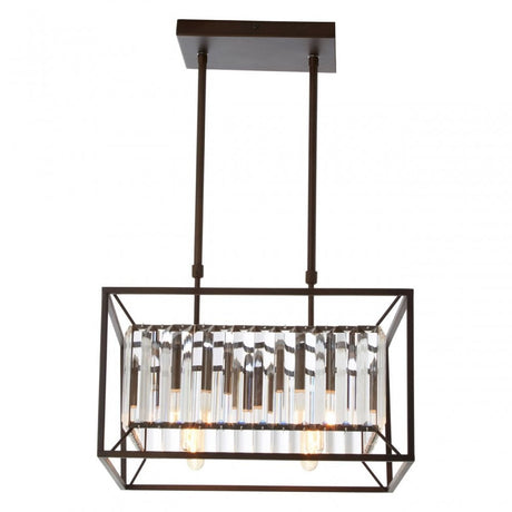 Akiko 4 Bulb Black Finish Pendant Lamp, Black