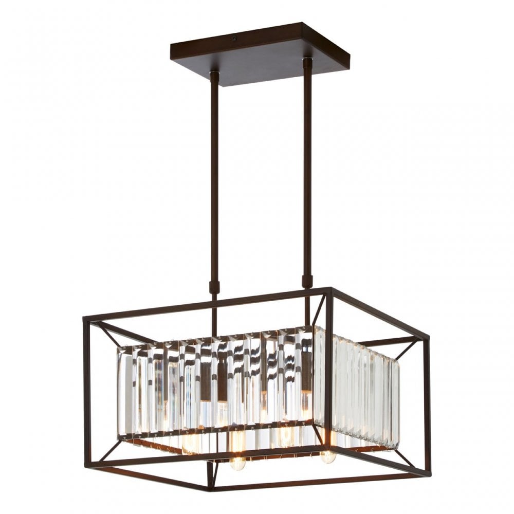 Akiko 4 Bulb Black Finish Pendant Lamp, Black