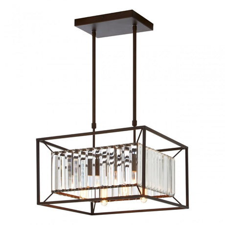 Akiko 4 Bulb Black Finish Pendant Lamp, Black