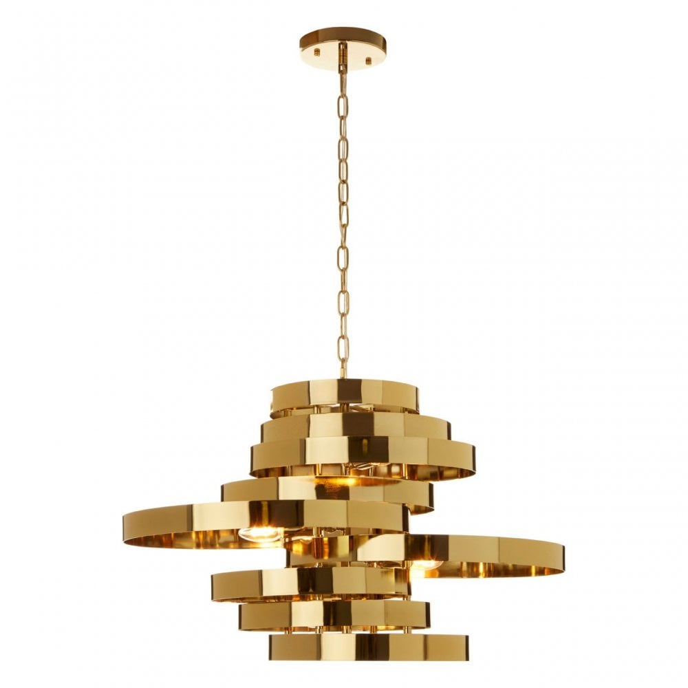 Alana 5 Bulb Gold Finish Pendant Lamp, Gold