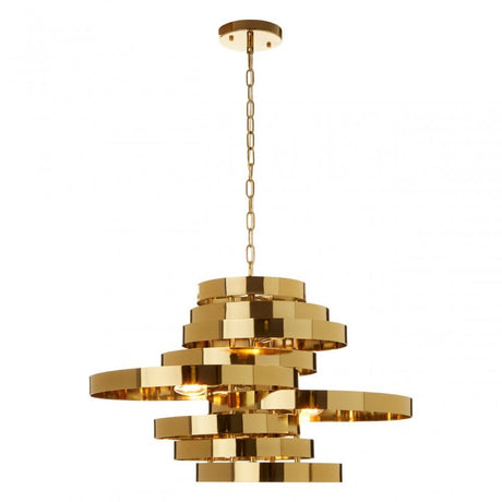 Alana 5 Bulb Gold Finish Pendant Lamp, Gold