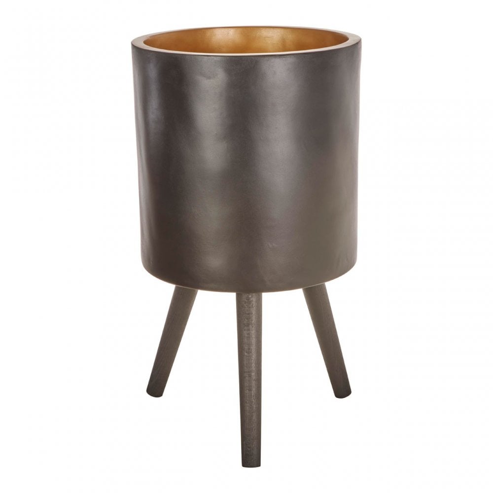 Darnell Large Black Finish Planter, Black