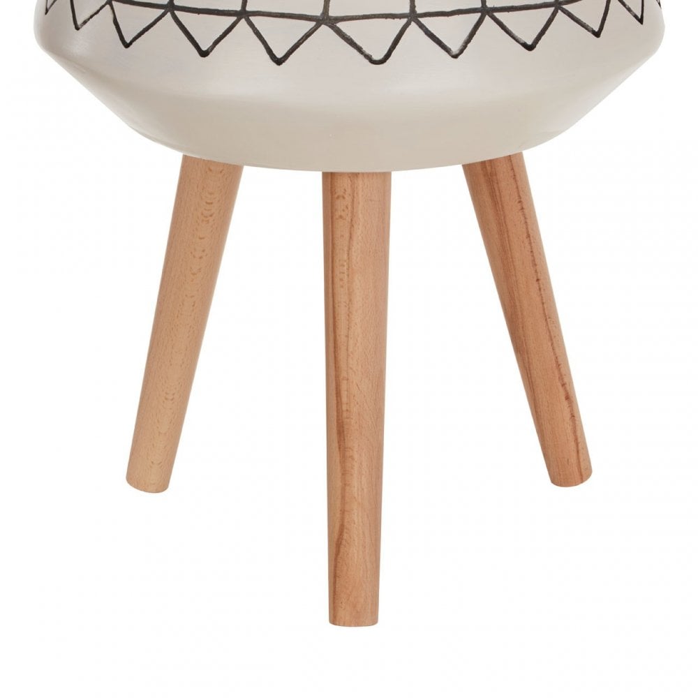 Darnell White And Black Planter, White