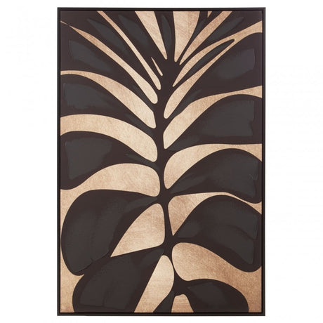 Astratto Canvas Black Leaf Design Wall Art, Black