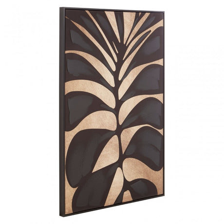 Astratto Canvas Black Leaf Design Wall Art, Black