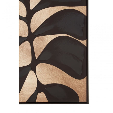 Astratto Canvas Black Leaf Design Wall Art, Black