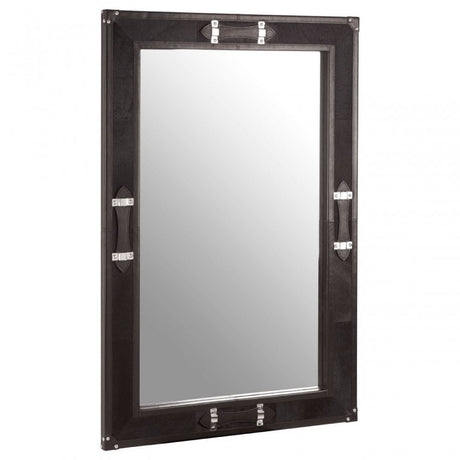Kensington Townhouse Leather Frame Mirror, Black