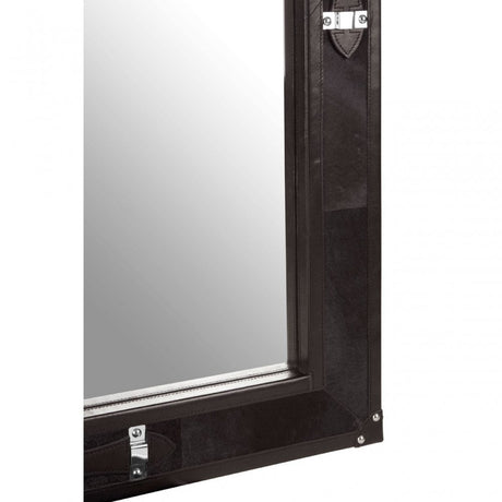 Kensington Townhouse Leather Frame Mirror, Black
